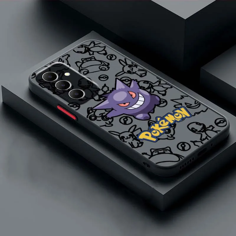 P-Pokemons الفن خط كول لسامسونج A56 A42 A36 A34 A33 A32 A23 A16 A04 A03 ملاحظة 20 5G متجمد شفافة جراب هاتف