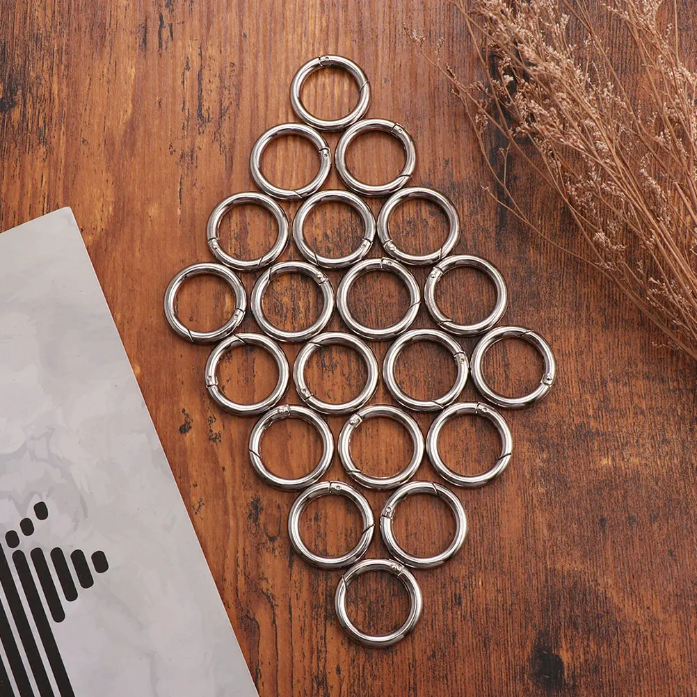 

15 шт., брелок, пружинные пряжки, разрезные кольца из цинкового сплава, круглые зажимы-карабины для сумок, поводков, изготовления ювелирных изделий, прочный, нержавеющий