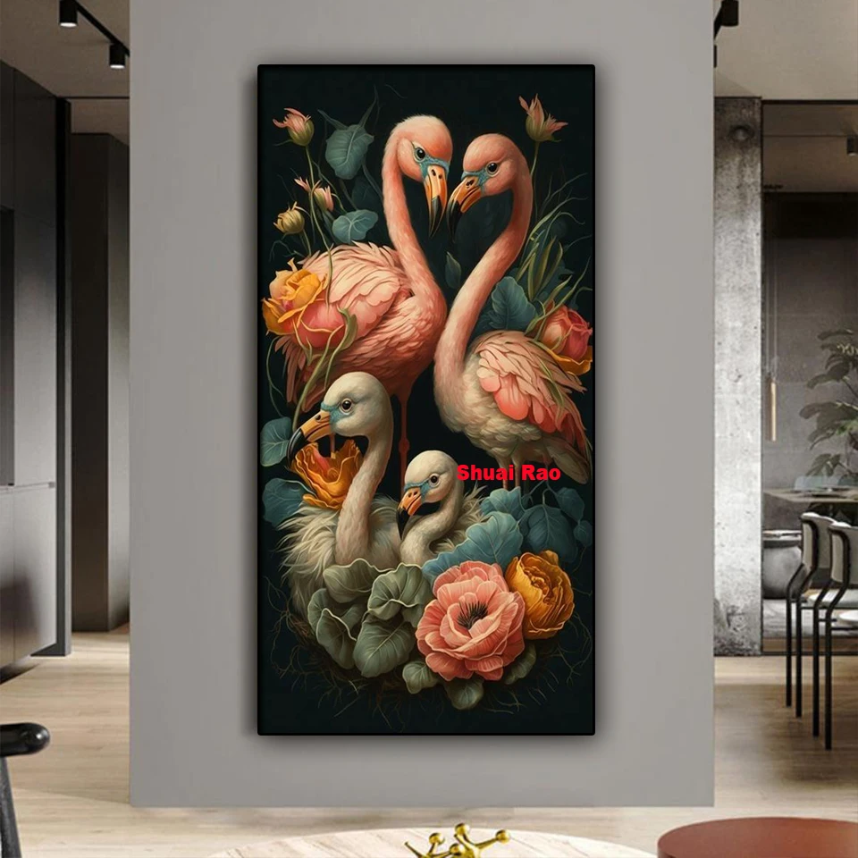 Jewelry cross stitch Flamingo Family 5d DIY diamond painting Full Drill Mosaic Diamond Embroidery Jungle animals Home Decor