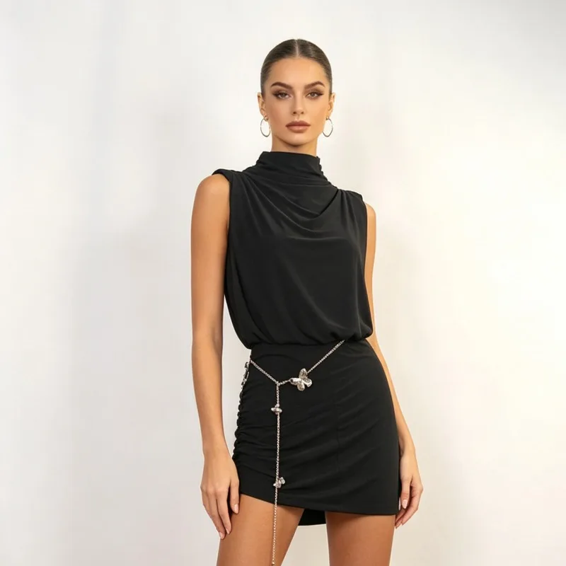 customized ZS Latin dance dress backless lace sleeveless dress and belt slimming adult women's practice clothing L634