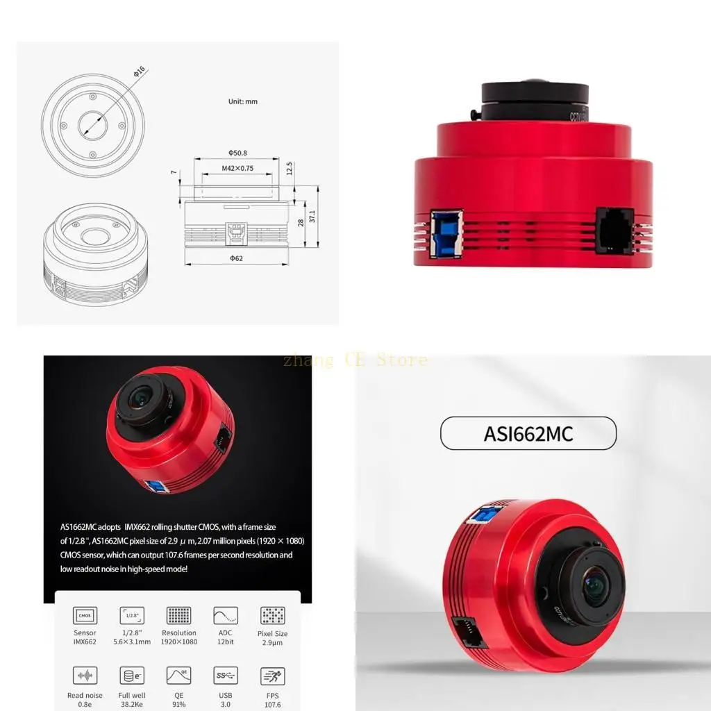 M5TD ASI662MC Cámara astronómica con avanzado Funcionalidad Plugs Play Diseño viaje