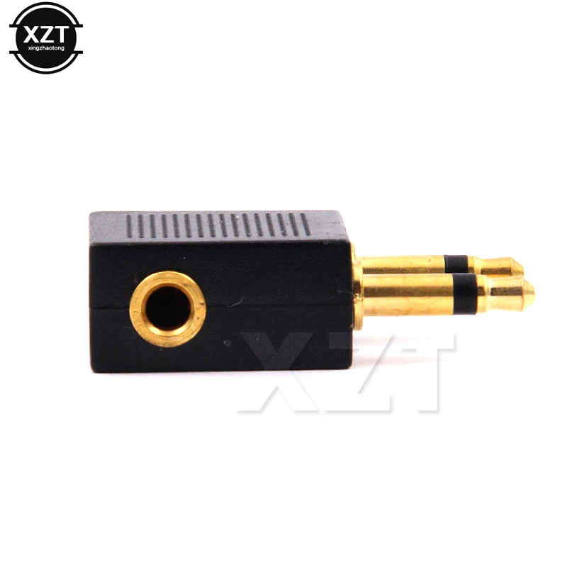 New Gold Nickel plated Air Plane 3.5mm Airplane Airline Headphone Mono Audio Converter Travel Jack Plug Splitter Adapter