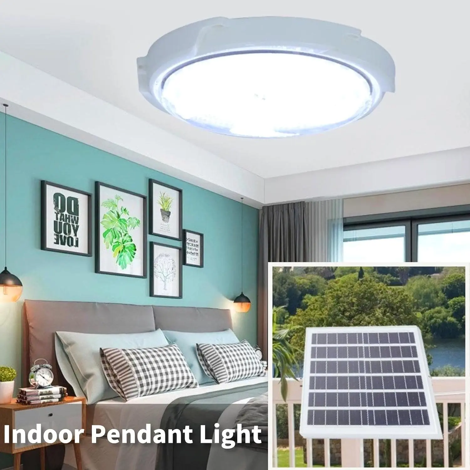 Round Solar Ceiling Lamp Indoor Solar Light for Corridor Hallway Bedroom Kitchen Energy Efficient Auto Night Lighting