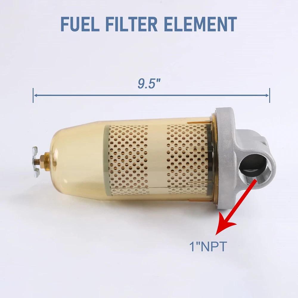 496 Fuel Tank Filter Assembly with Wrench Replacement for Gasoline and Diesel Water Separate 30 Micron Max 25 Gpm 150 Psi