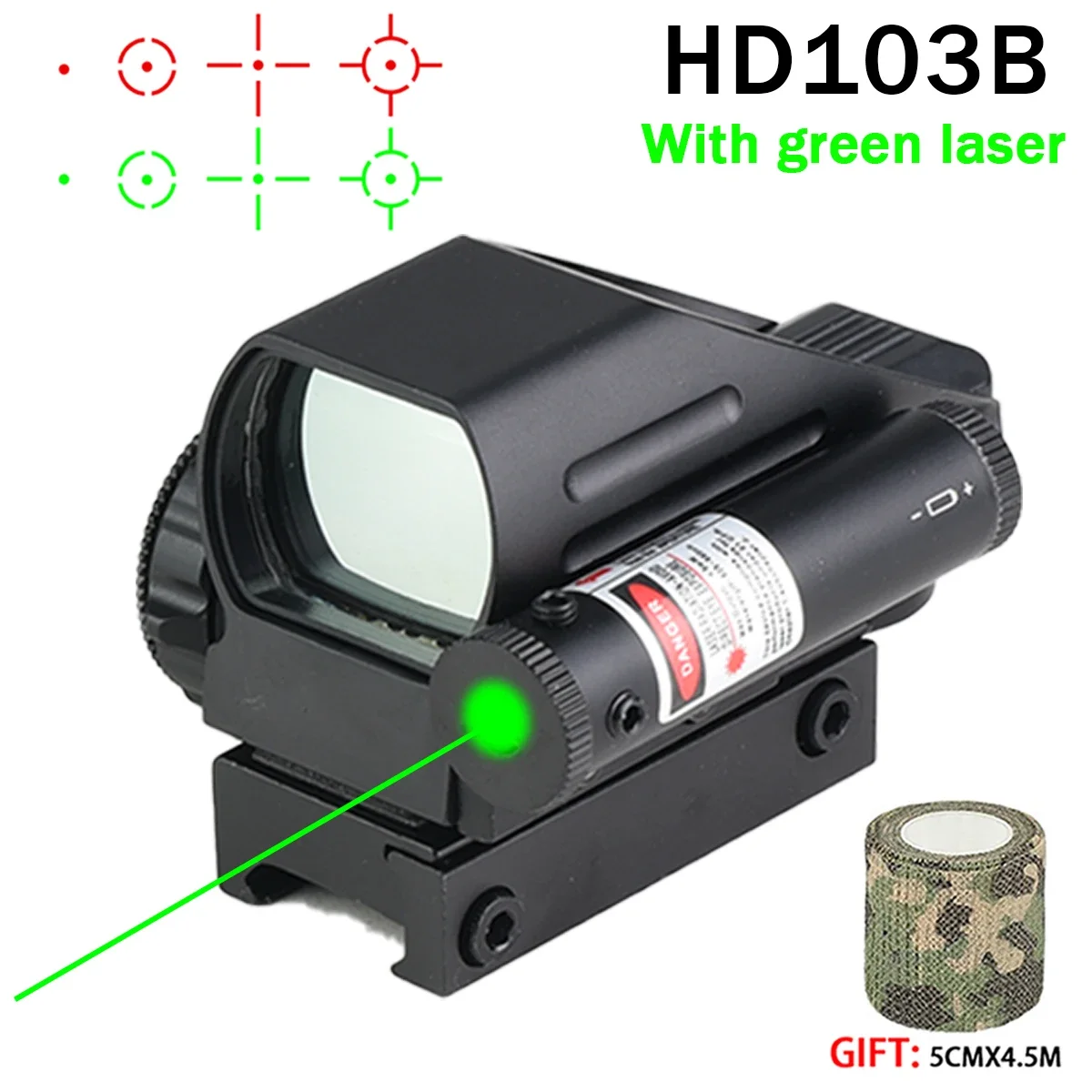 Hot Sales Serie HD101AJ HD103 1X40 Red Dot Sight Jacht Optics Sight Holografische Airsoft Sight 4 Richtkruis Reflex collimator