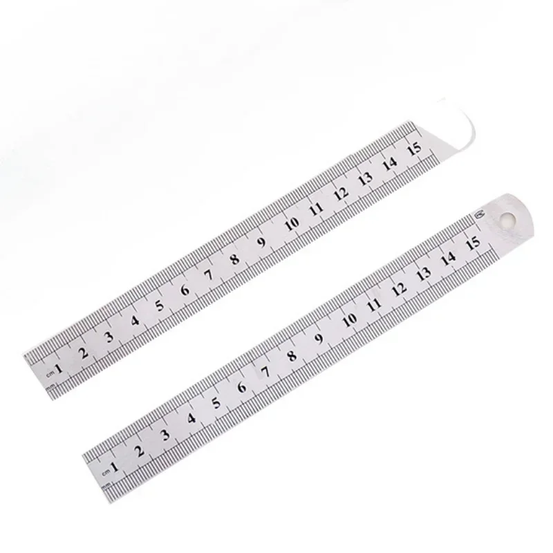 2pcs 15cm Metal Rulers Double Sided Scale Ruler Front Side Metric Centimeter Scale Back Side Inch Scale Stationery Rulers