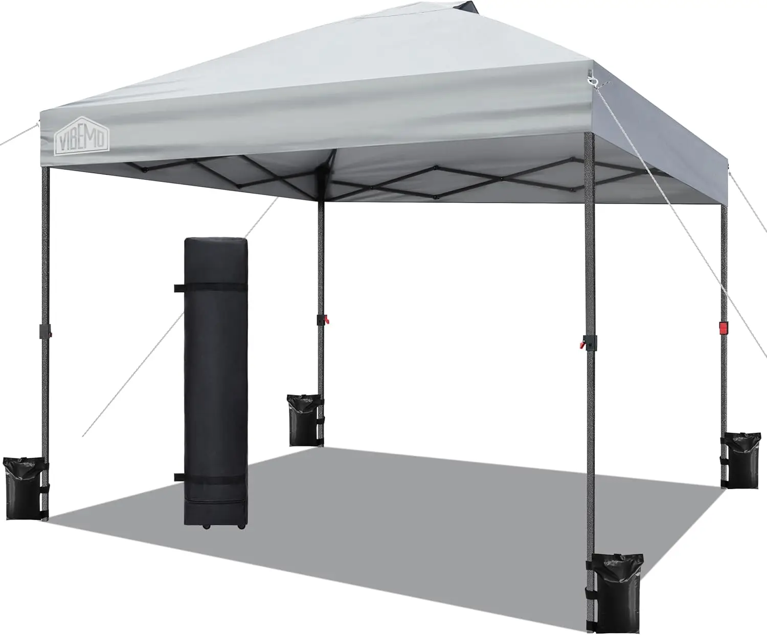 

Canopy Tent 10x10 1-Person Setup Pop Up Canopy Tent with Roller Bag 3 Adjustable Height 4 Sandbags 8 Stakes 4 Guylines Waterproo