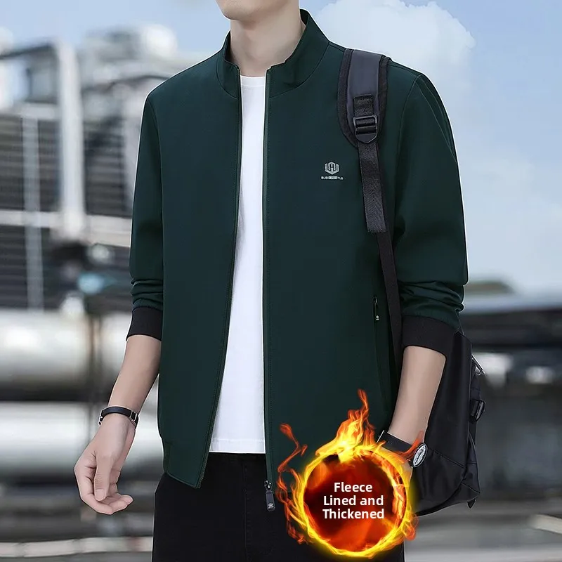 

Мужская повседневная куртка на подкладке Jaet, новинка 2025, весенне-осенняя молодежная одежда для папы средней длины, облегающая одежда из полиэфирного волокна на молнии