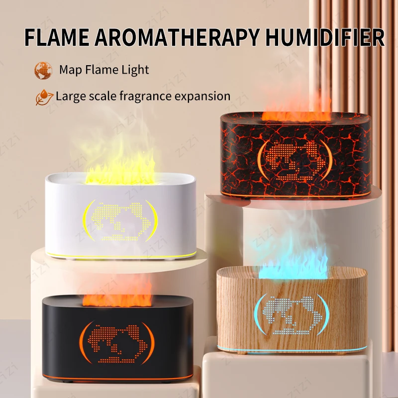 

Map Flame Humidification Aromatherapy Machine Color Gradient Flame Aromatherapy Diffuser USB Home Aromatherapy Machine