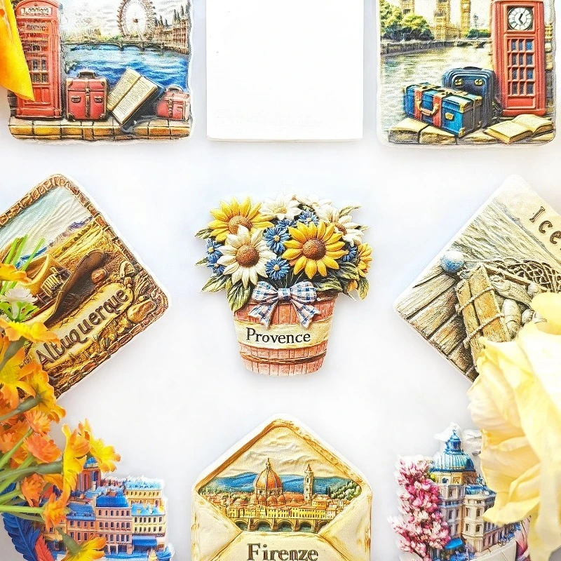 Provence Sunflower Fridge Magnet - Vibrant 3D Field Souvenir Unique French Countryside Gift for Travel & Rustic Home Decor