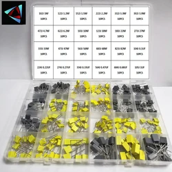 240Pcs Correction Capacitor Assorted Kit 24Values x 10Pcs 63V-100V 102J-105J Polypropylene Safety Plastic Film Capacitors