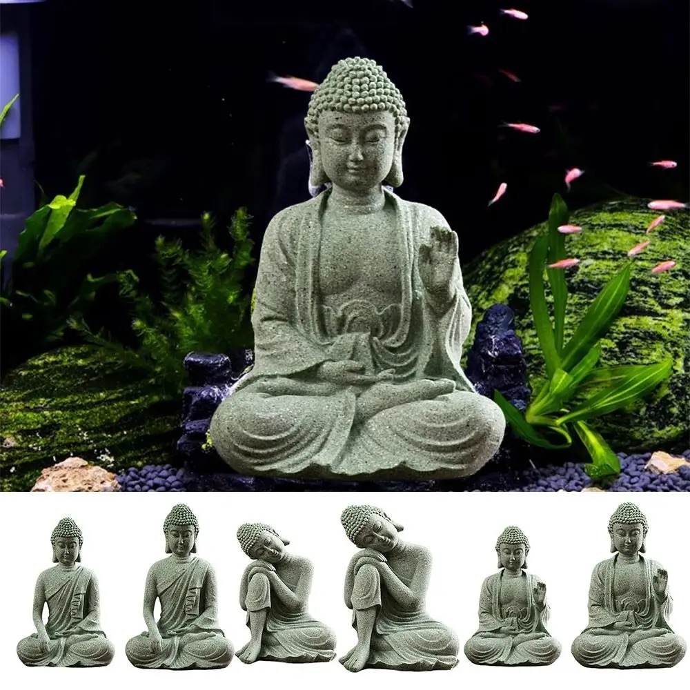 Sandstone Buddha Fish Tank Decoration Craft Meditation Buddha Buddha Zen Sculpture Micro Landscape Buddha Figurine