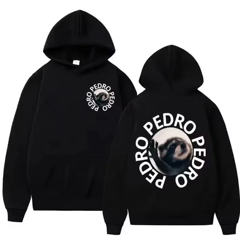 Otoño e invierno 2025, nueva sudadera con capucha para hombre, ropa de calle Pedro mapache, estampado divertido MemeY2k, ropa de calle informal con capucha, ropa para hombre