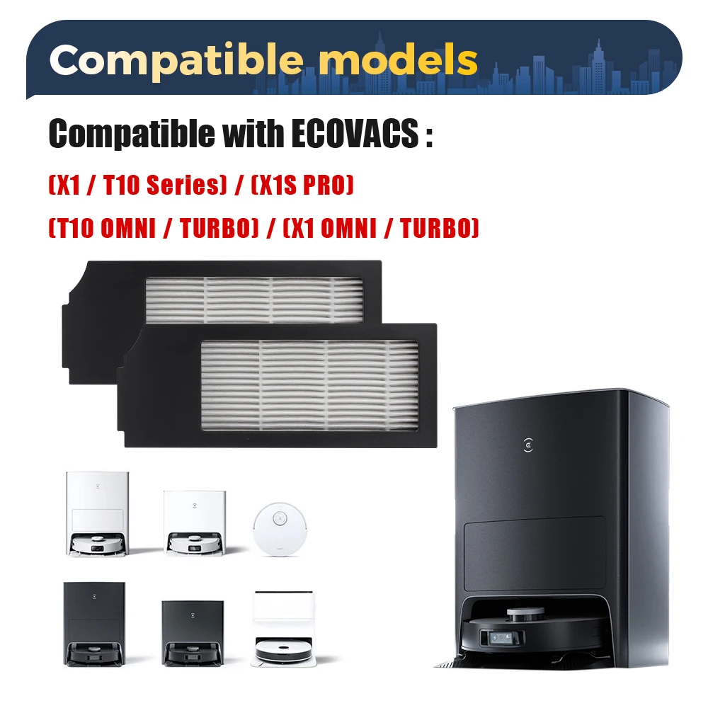 مرشح فرشاة لـ Ecovacs Deebot X1 OMNI/TURBO,T10 OMNI/TURBO/X1S PRO صندوق الغبار الجانب الرئيسي فرشاة تصفية ممسحة خرقة أكياس الغبار أجزاء الممسحة