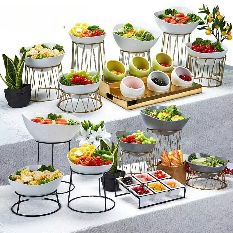 Hotel Restaurant Wedding Gold Buffet Party Food Display Catering Stand Serving Salad Rack Dessert Raiser