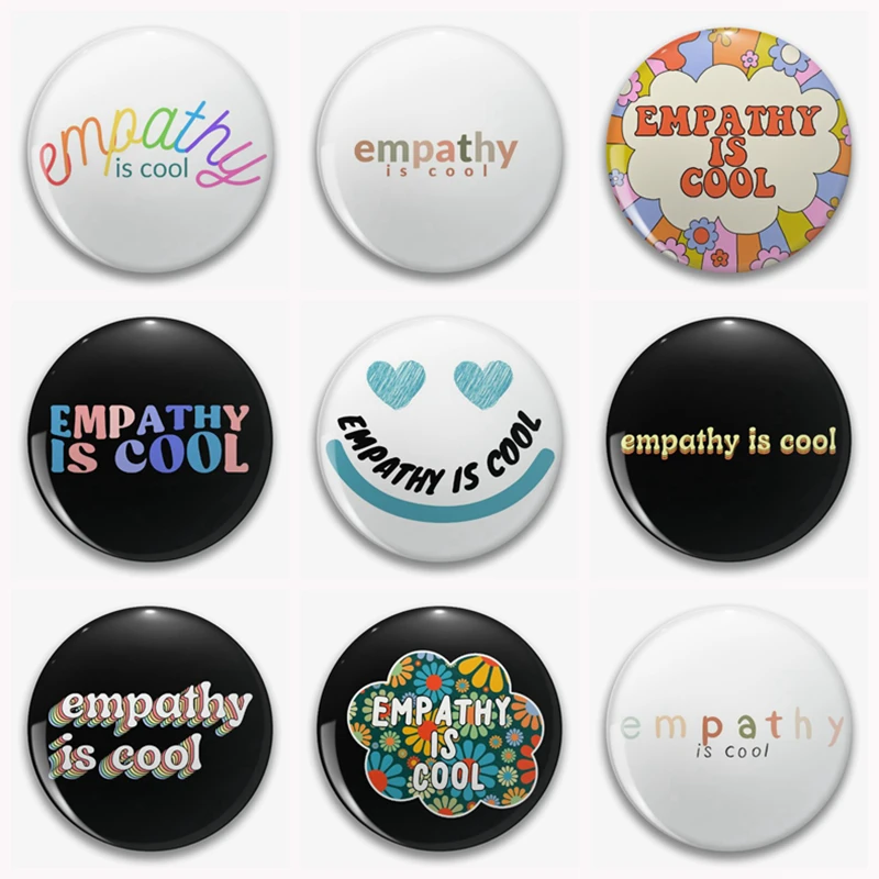 Empathy Is Cool Rainbow Retro Mental health Pin Funny Encourage Heal Slogan Brooch The Peach Fuzz Badge For Friends Gifts 58mm