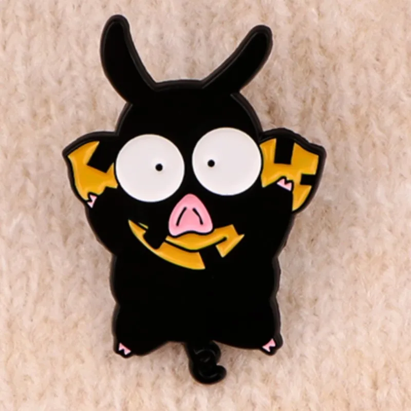 Cute Q Version Cartoon Girl Black Pig Panda Enamel Pins Anime Figure Lapel Brooch Backpack Hat Clothes Daily Outfit Decor Badges - view 3