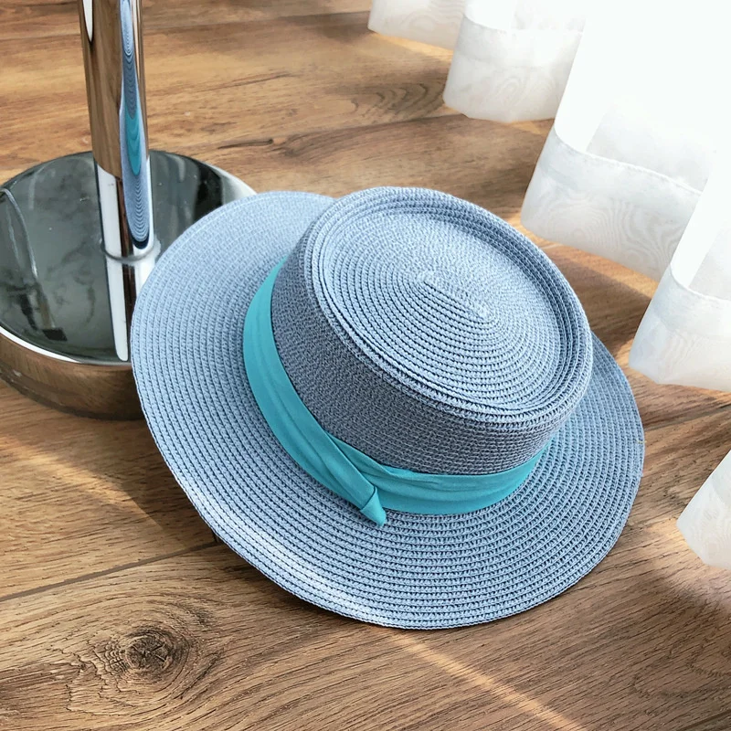 Bumpy top straw hat new color ribbon accessories sun hat outdoor straw hat sun beach hat men and women