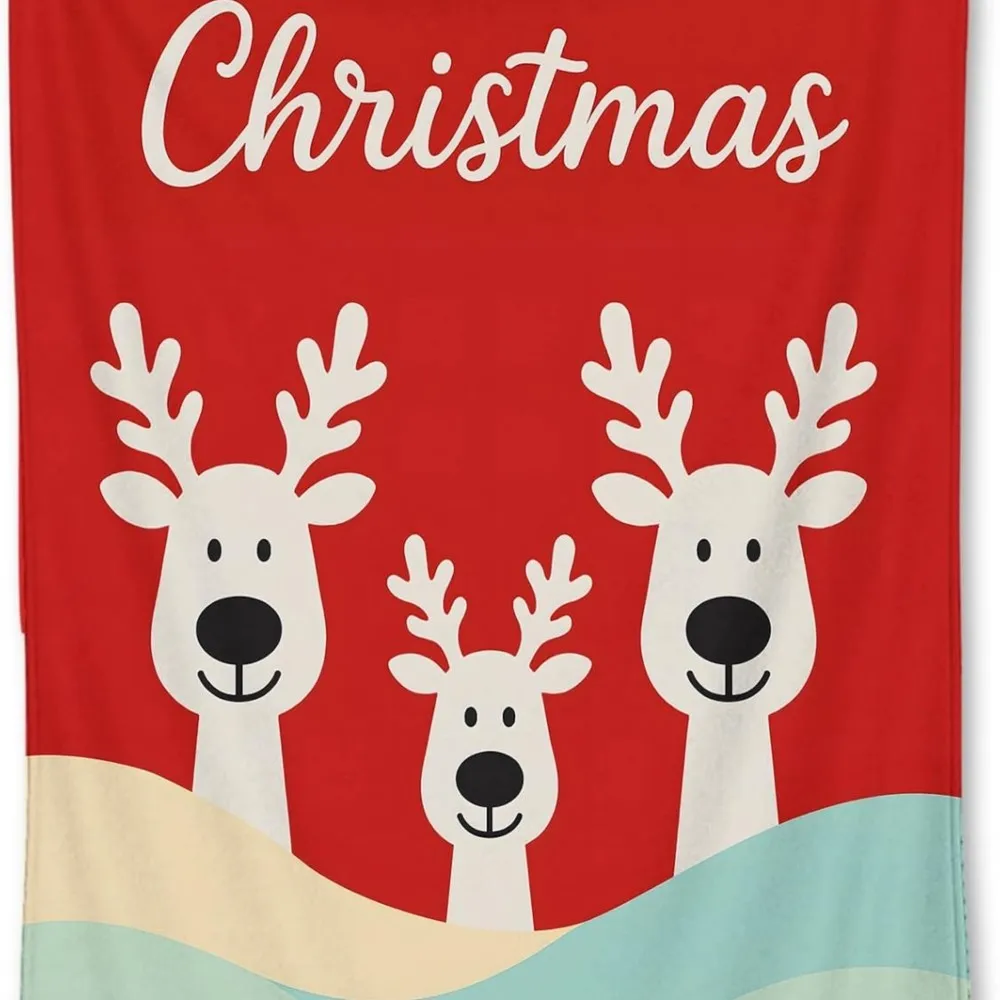 1Pc Christmas Reindeer Flannel Blanket – Cute Festive Throw for Cozy Holiday Decor & Perfect for Bedding, Sofas, Travel