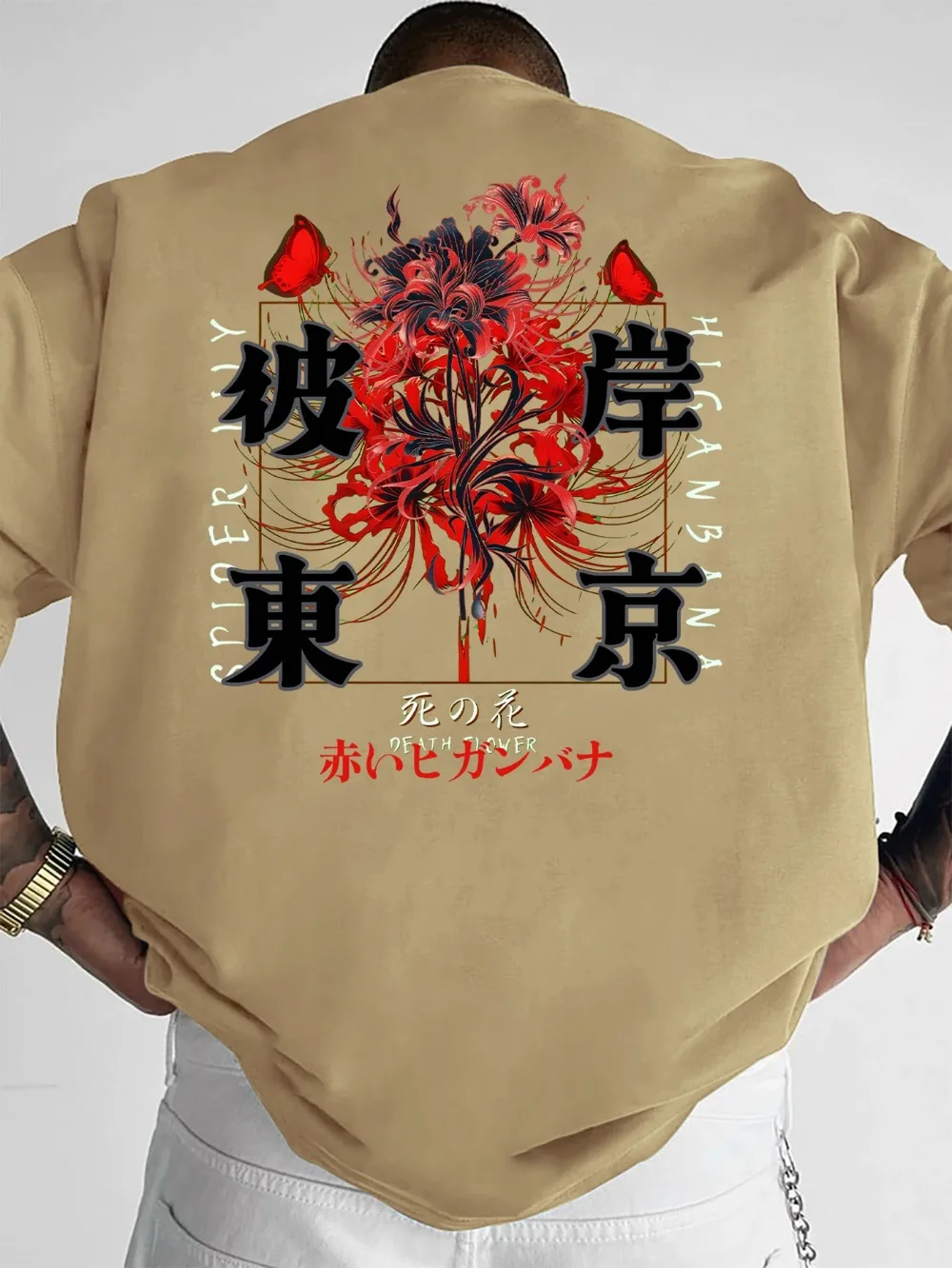 Men's Gothic Japanese Spider Lily Pattern 3D Print Breatha Quick-dry Tshirt Harajuku Outdoor Street Fashion Parentchild Clothing