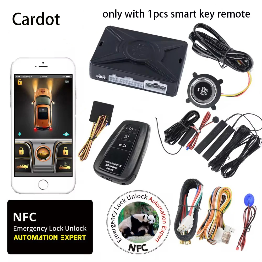 Cardot NFC Lock Unlock PKE Key FOB Remote Engine Start Stop Keyless Entry Central Lock Smart Car Alarm