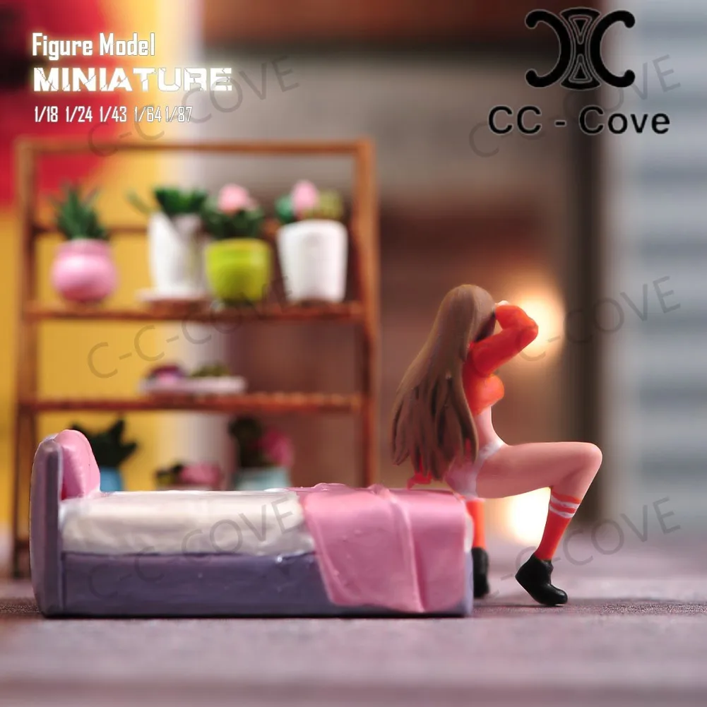 Painted Miniatures 1/18 1/24 1/43 1/64 1/87 Sexy Brown Haired Beauty Sitting With Legs Crossed Figure Model Toys View Decoration