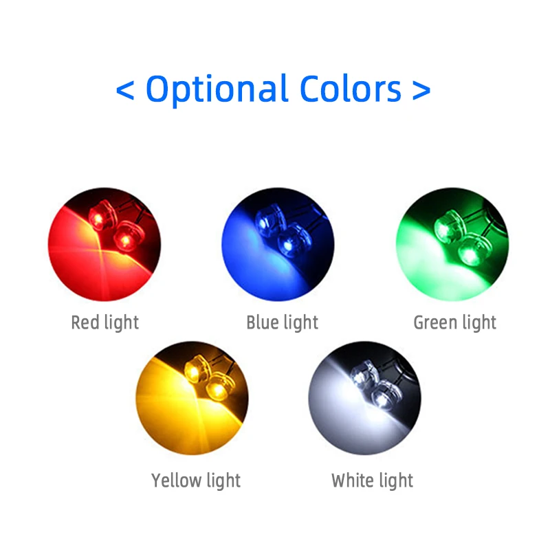 10/20/50PCS F8 8MM White Blue Green Red Yellow LED Super Bright Straw Hat Light Emitting Led Highlighted White 0.5W Astigmatism