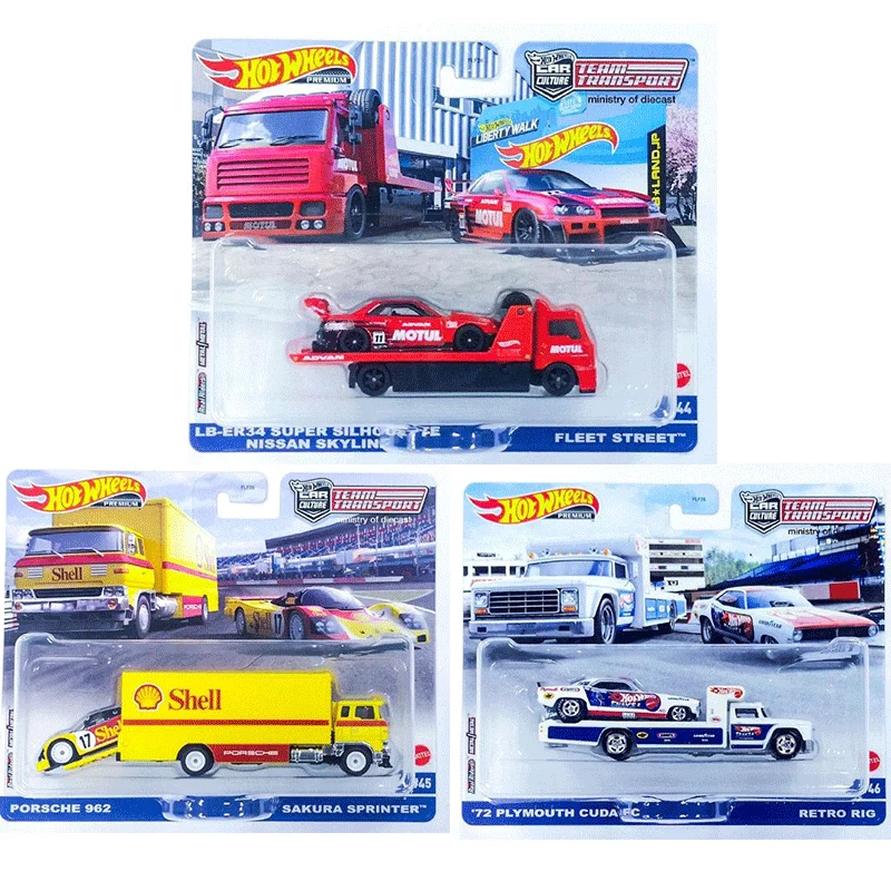 Original Hot Wheels Premium Car Culture Team Transport Diecast 1:64 Voiture Nissan Porsche Mercedes Benz Boys Toys for Children