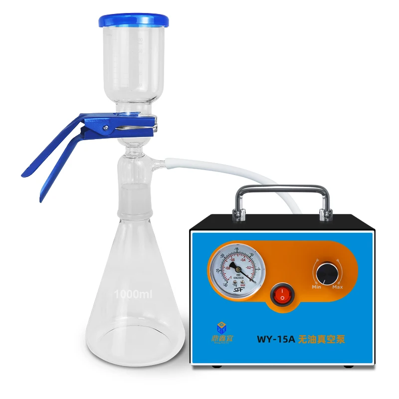 

Mini Oil-free Diaphragm Air Vacuum Pump Adjustable Pressure Laboratory Filter Pump +Glass device