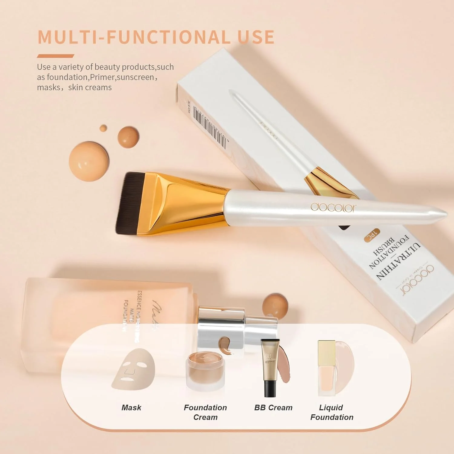 Docolor Ultra Thin Foundation Brush Liquid Face Contour Makeup Brush Blending Cream Concealer Makeup Tool Body Makeup Brushes