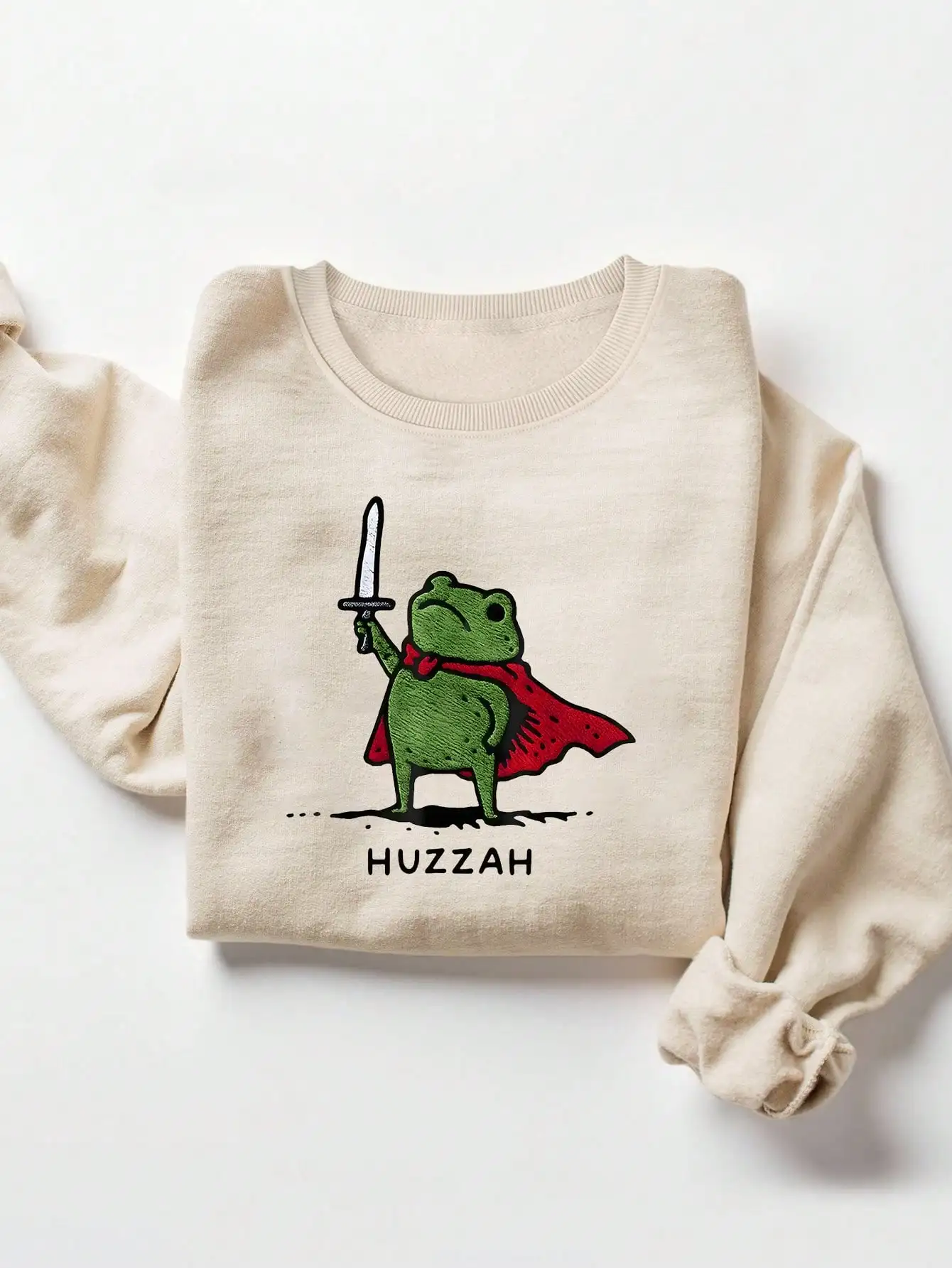 

Женская толстовка с круглым вырезом и принтом Huzzah Frog Warrior, повседневная, осенне-зимняя