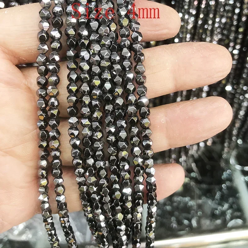 Natural Black Hematite Stone Beads Cylinder Round Loose Spacer Beads For DIY Jewelry Making Bracelet Necklace Accessories 1-14mm