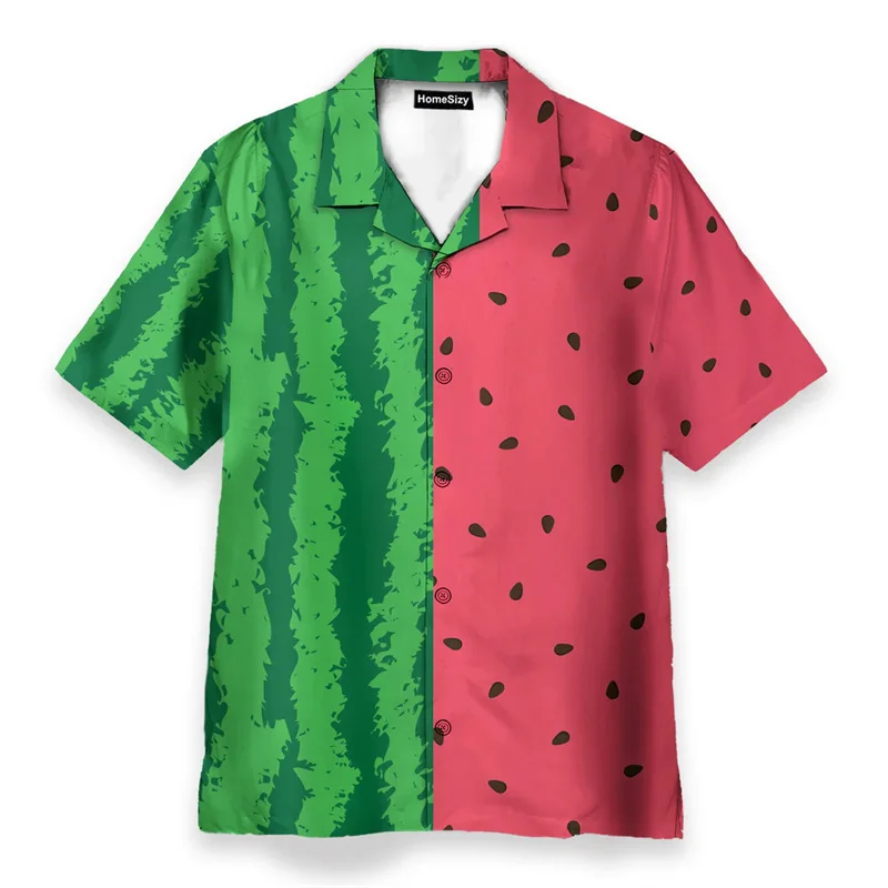 

Summer Humour Funny Food Print Shirts For Men And Women Hip Hop Personality Short Sleeve Lapel Shirts Cute Cartoon Graphic Top