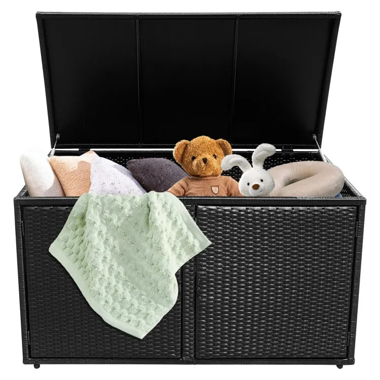 

88 Gallon Patio Outdoor Rattan Storage Organizer Box Container Box With Shelf