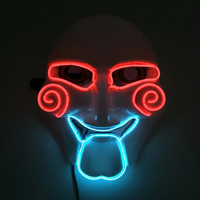 LED Circle Face Style Mask Halloween Horror Party Cosplay Ball Masquerade Lighted Men Masking Mask Luminescent Scary Decoration