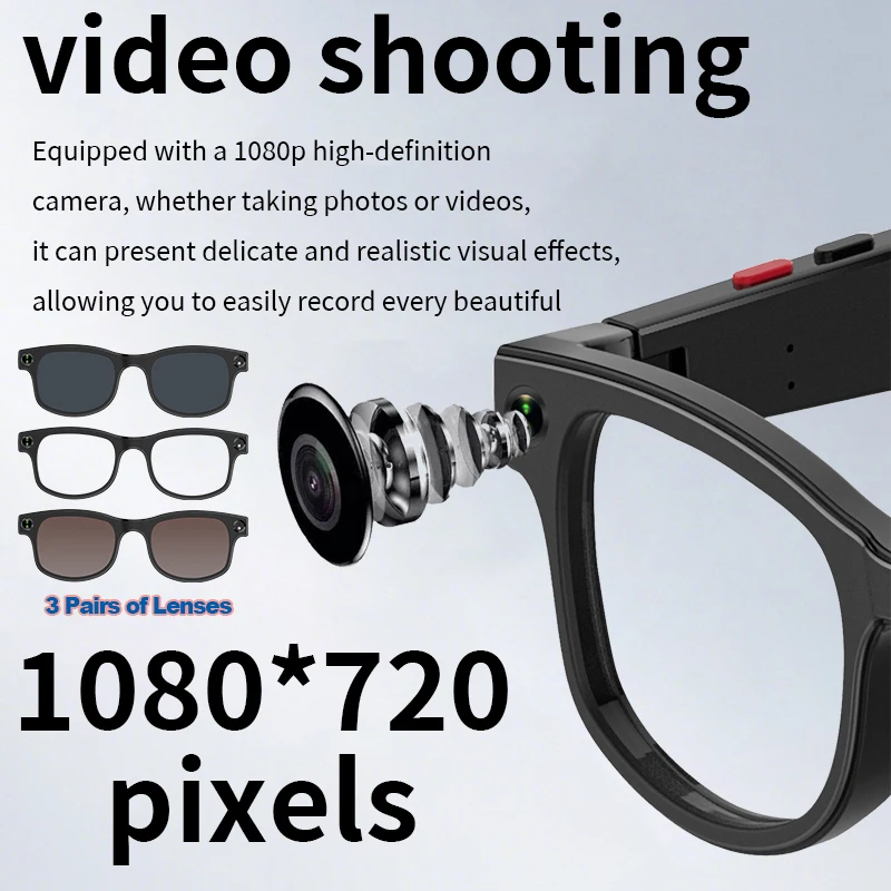 

AI Smart Glasses Camera Take Pictures Voice Assistant Touch Control Recording Video Waterproof Bluetooth Smart Sunglasses 2025