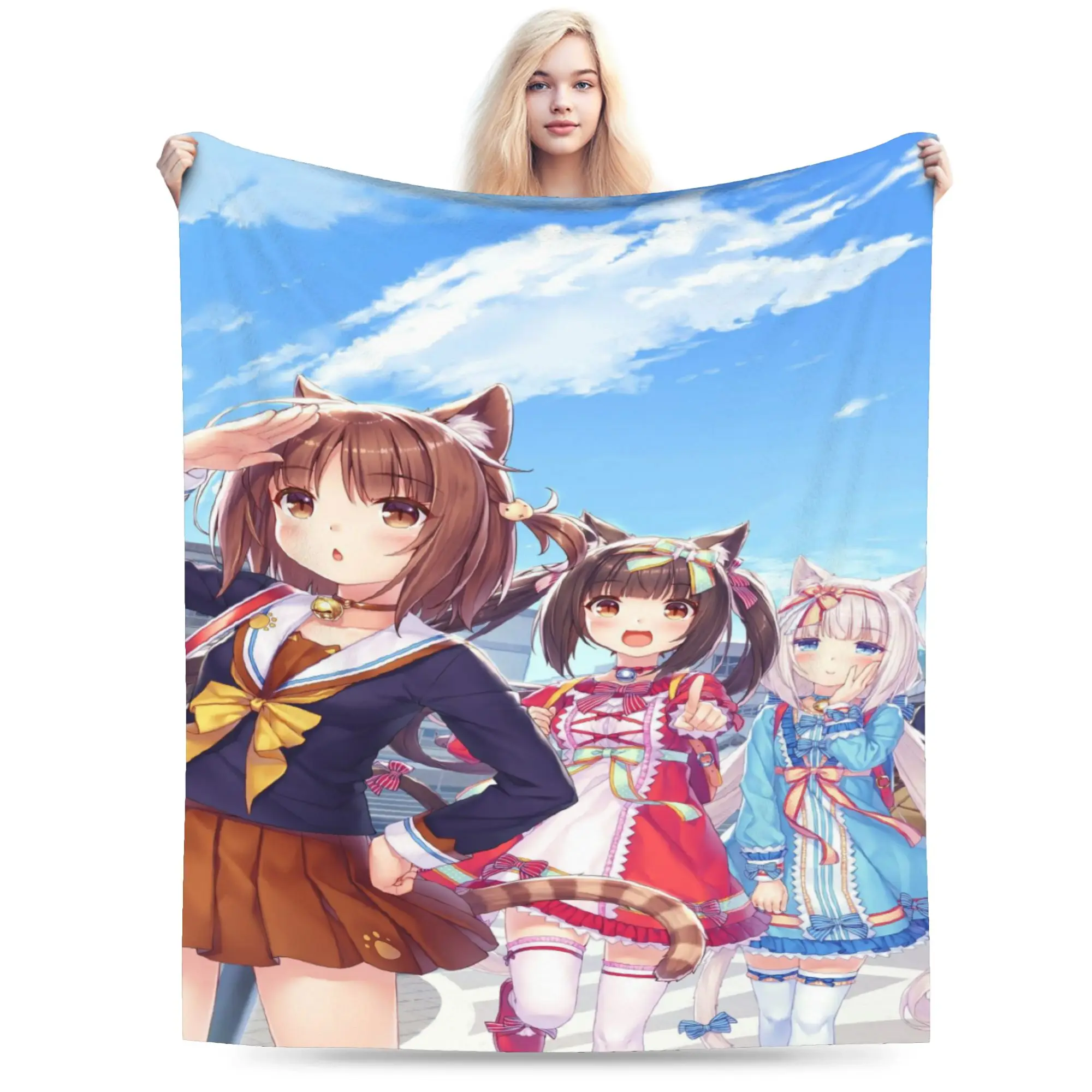 Anime N-Nekopara Blankets Flannel  Relax Super Soft Throw Blanket for Bed Rug Piece