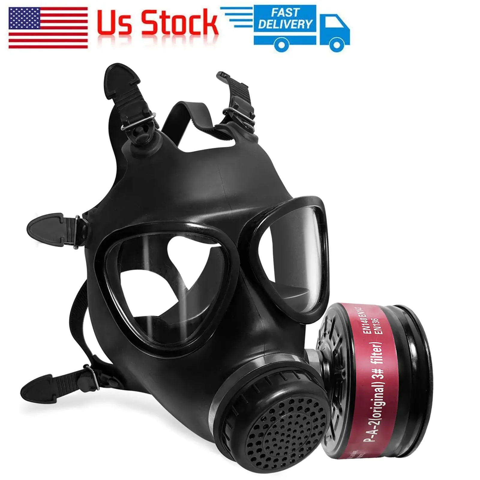 

New 87 Respirator, Full Face Gas Mask with Activated Carbon Filter for Vapour, Chemical, Nuclear Contamination Protection