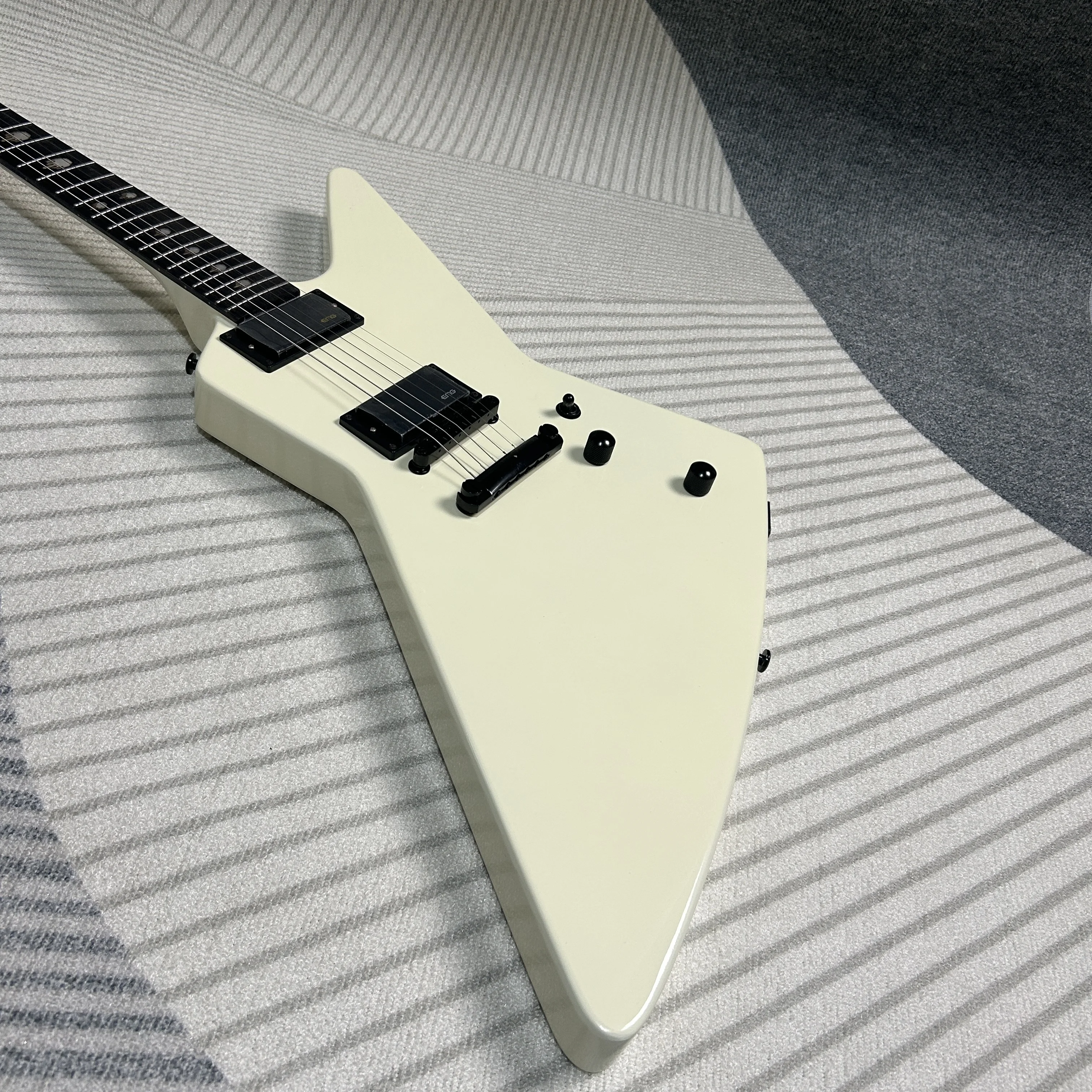 

Hot Sale Cream Yellow Explore Version Electric Guitar Finger Inlay Mahogany Body