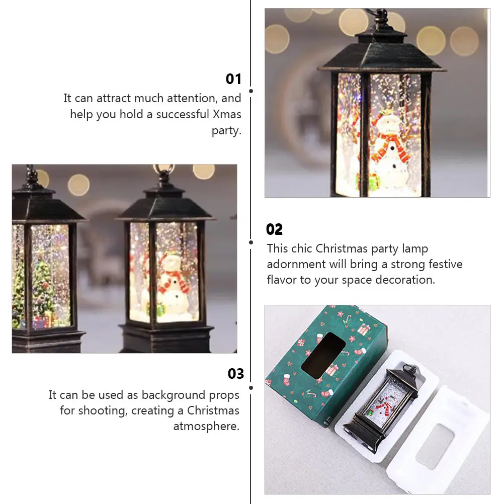 

Snowman Little Oil Light Christmas Decor Lighted Holiday Lantern Desktop Brown Plastic