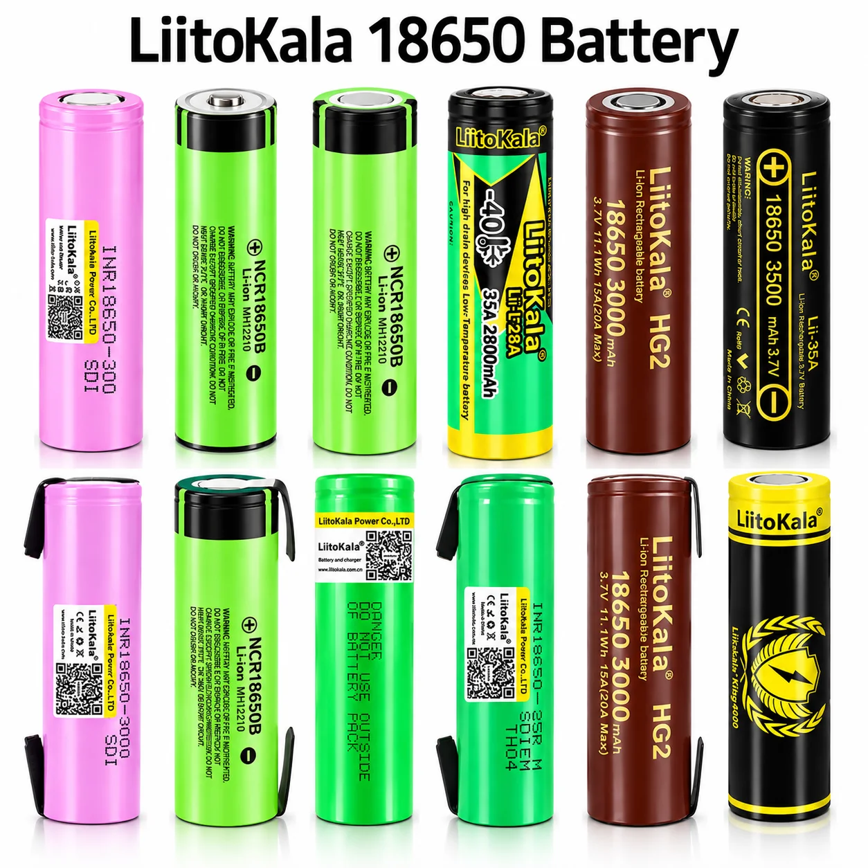 LiitoKala HG2 30Q 34B NCR18650B LT28A King4000 18650 2800/2500mAh 3000mAh 3400mAh 3500mAh 4000mAh King4000 Batería for Toy Light