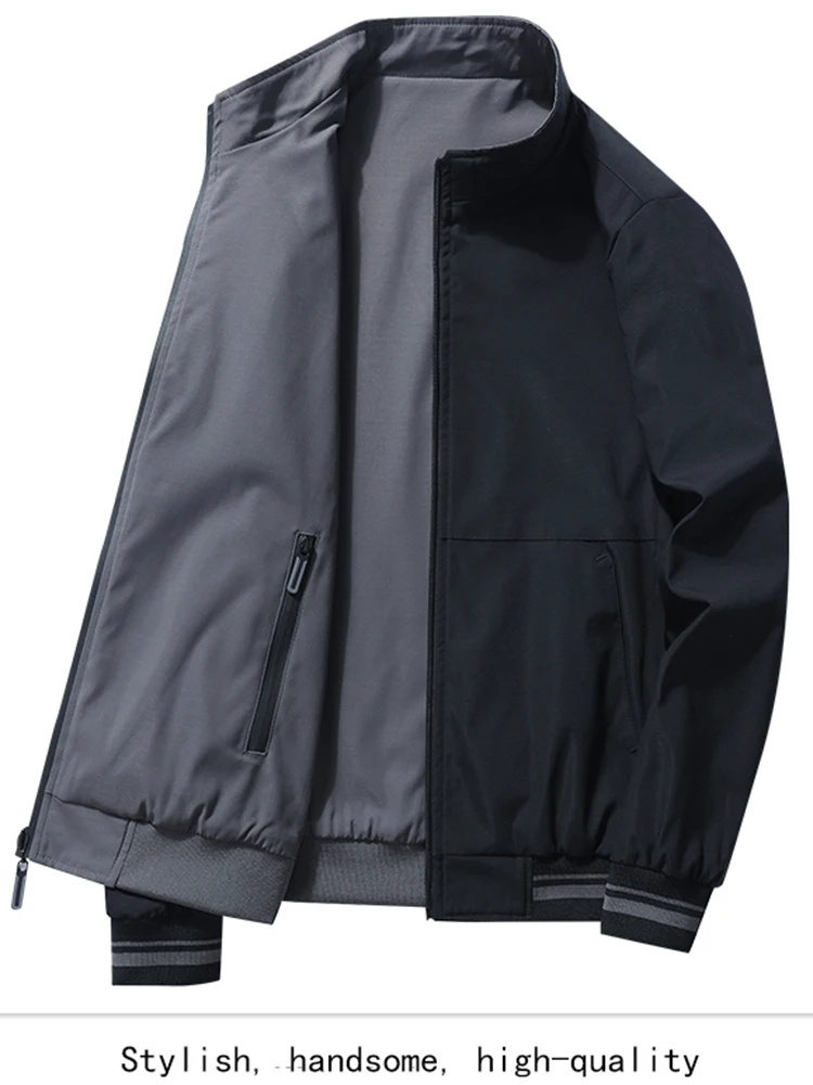 

Men's Casual Trend Fashion Double-Sided Wear Standing Collar A Two-Color Outdoor Cross-Country Sports Climbing Bomber Jacket