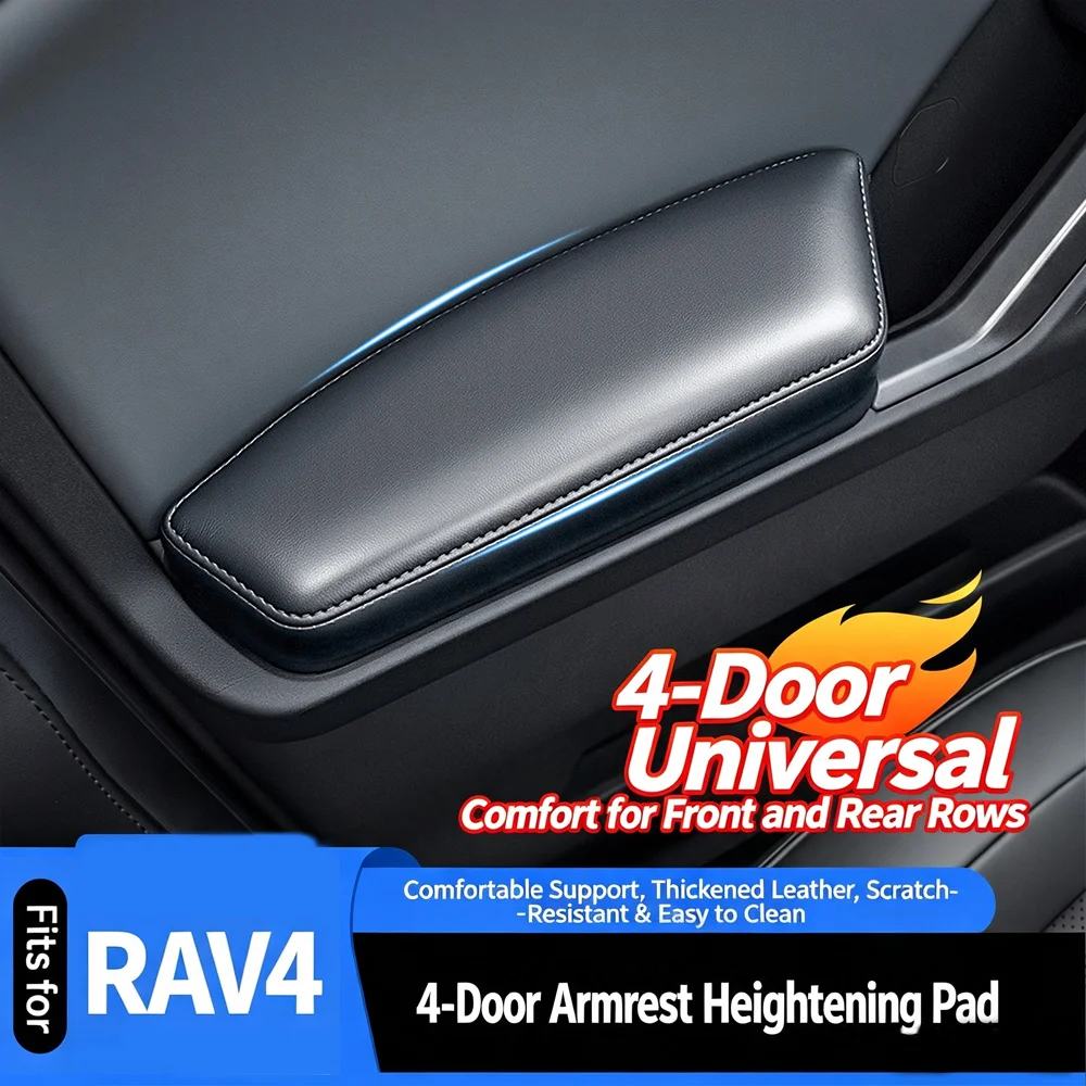 Leather 4-Door Armrest Elevator Pad For Toyota RAV4 2026 2027 2028 Soft Elbow Support Cushion Car Interior Accessories