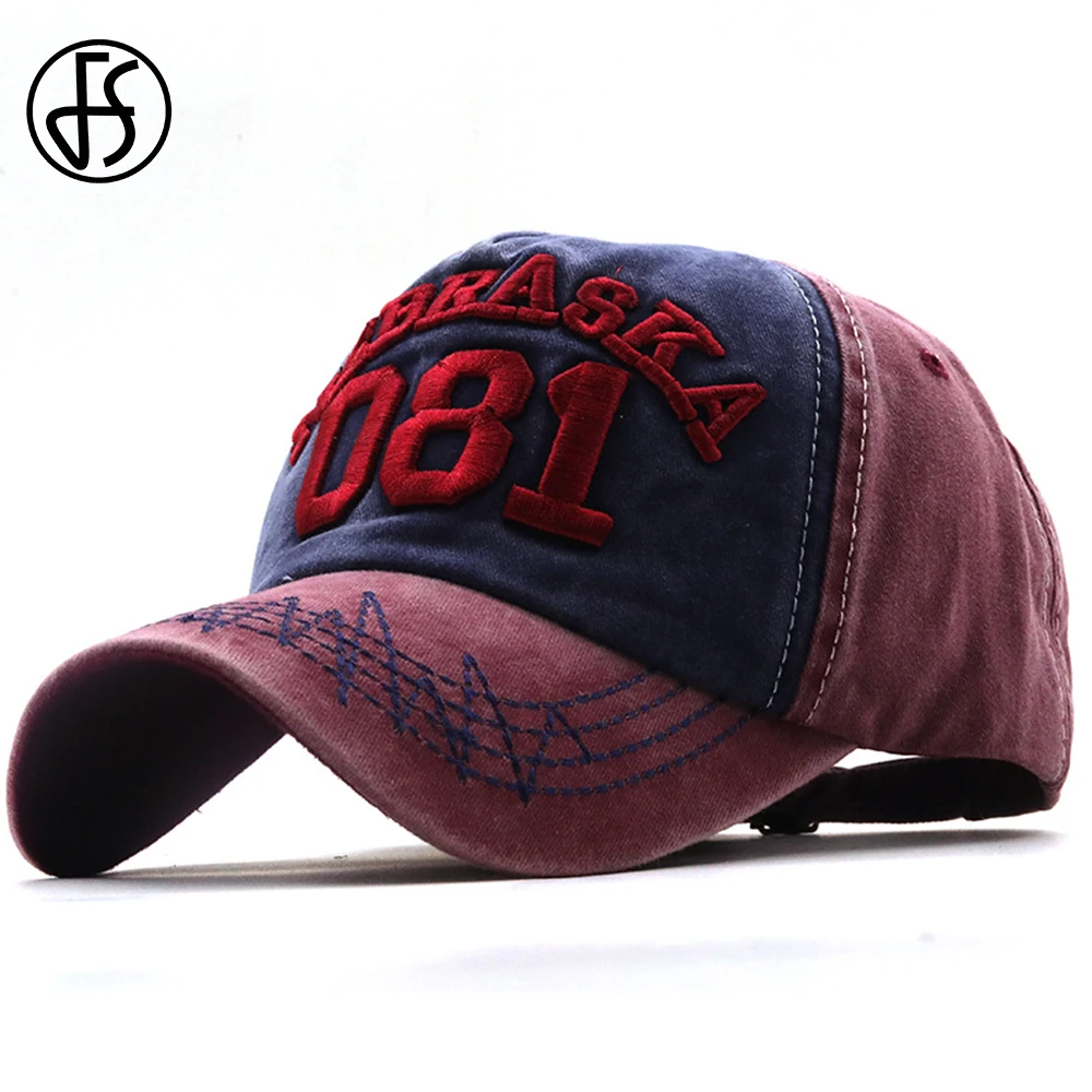 Gorra de Béisbol de Mezclilla Roja Vintage FS para Hombre, Gorras de Moda Urbana Hip Hop para Mujer, Gorra de Golf para Exteriores con Protección Solar, Gorras para Hombre 2026