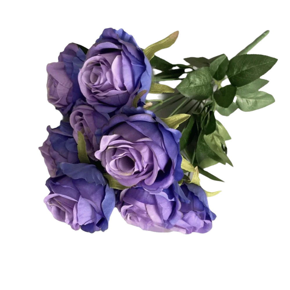 Kreative mehrfarbige Rose, künstliche Blume, Seidenblütenblatt, 9 Köpfe, künstliche Rose, grüne Blätter, Foto-Requisiten, Blumenstrauß, Heimdekoration