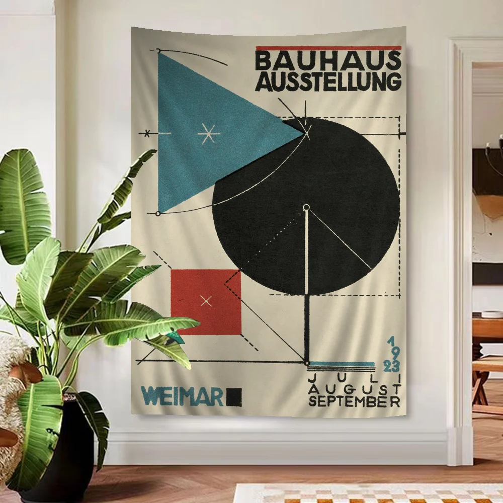 Bauhaus Modern Simplicity Geometric Anime Tapestry Hippie Flower Wall Carpets Dorm Decor Wall Hanging Home Decor