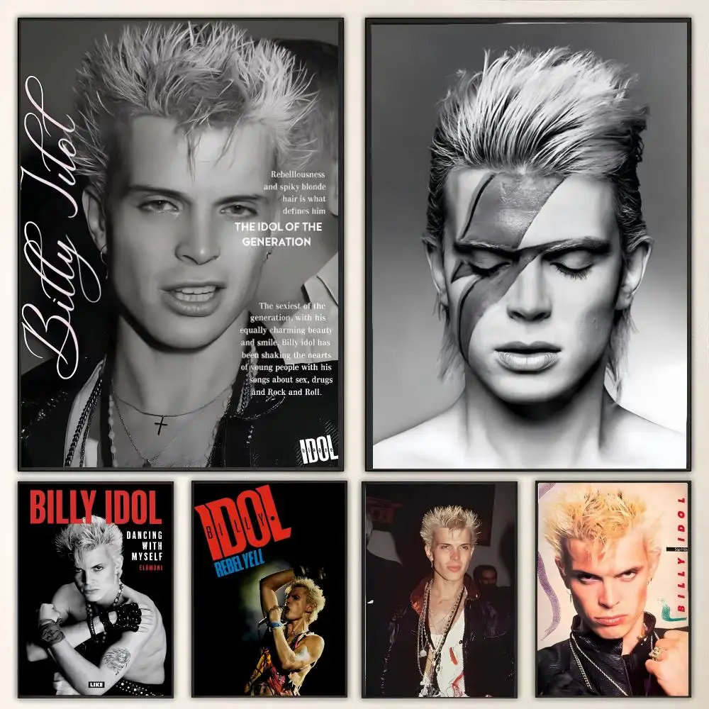 Singer B-Billy Idol Painting Calligraphy Canvas Poster Wall Art for Living Room Bedroom Cafe Decor Gift