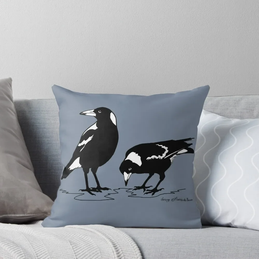 

MAGPIES - australian magpie graphic art t-shirt Throw Pillow