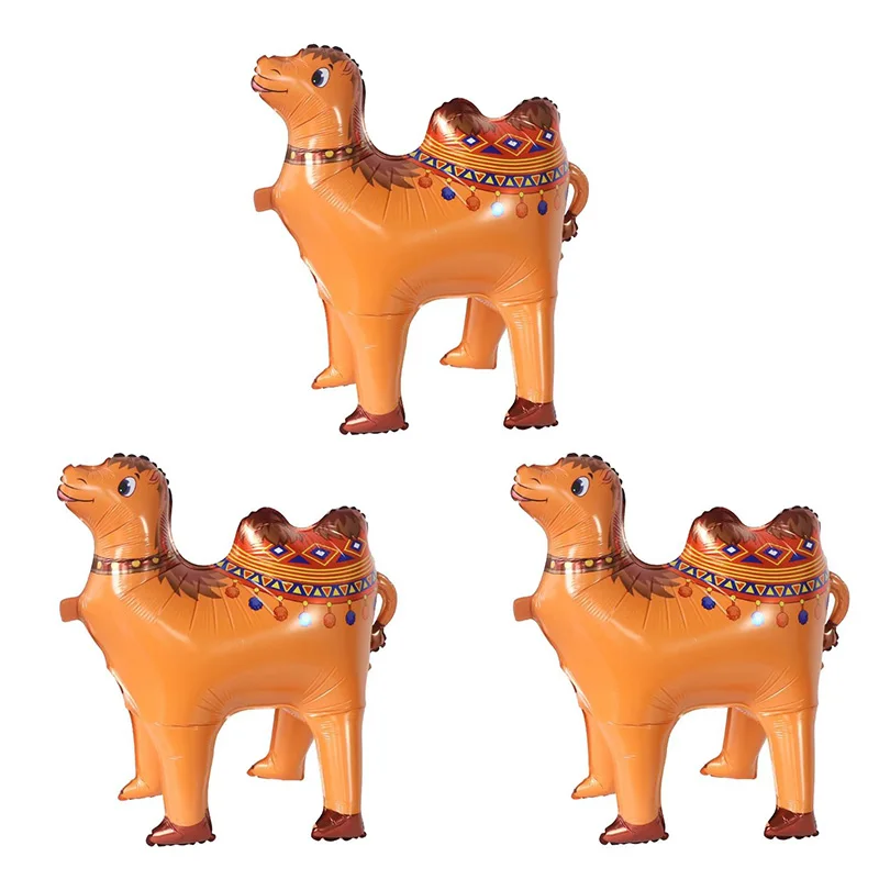 3pcs 4D Walking Alpaca Camel Foil Balloons Jungle Animal Balloons Desert Camel Theme Birthday Party Decorations Home Decors Toys