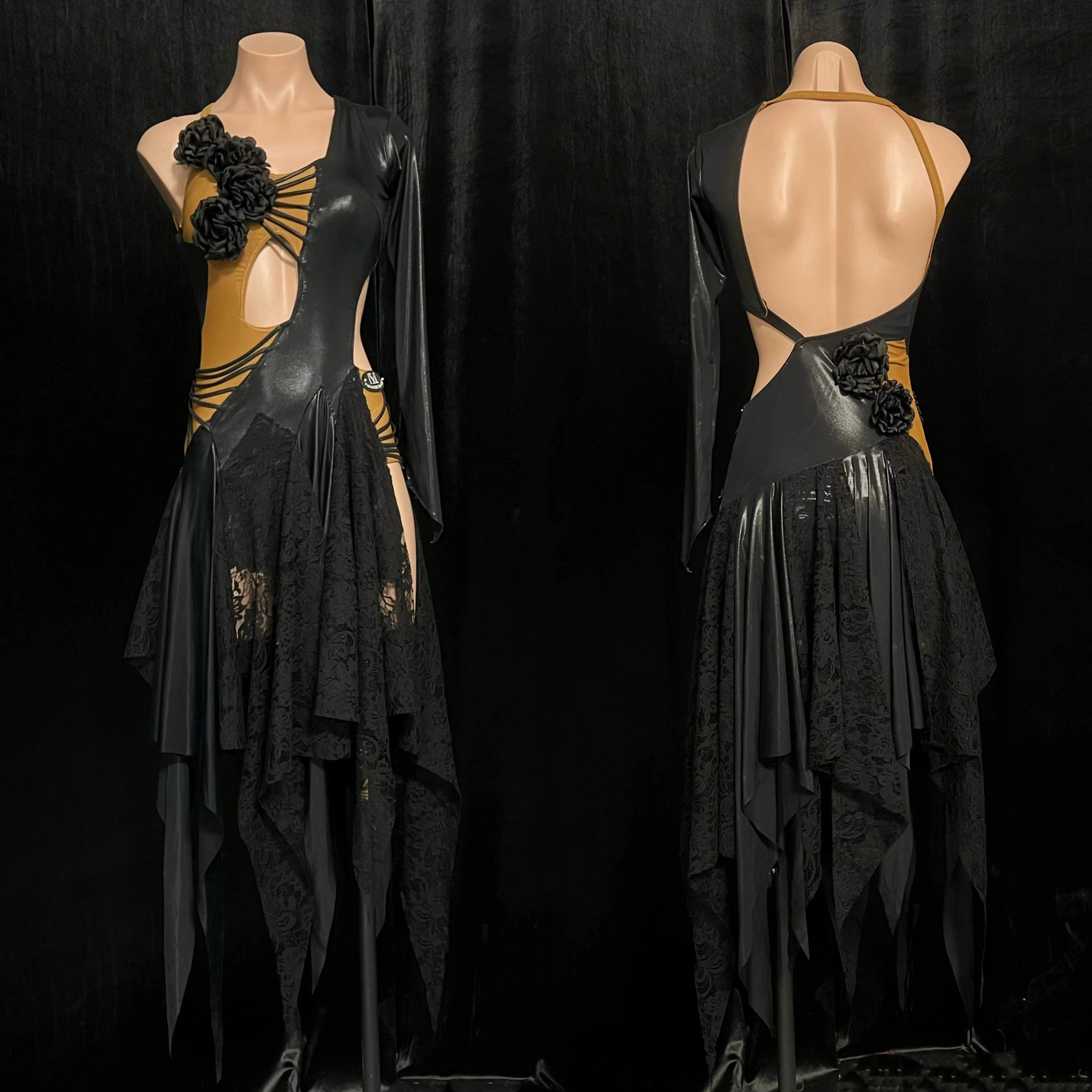 Latin Dance Adult Children'S Dress AB Stone High-End Custom Pleated Ribbon Skirt Precisely Tango Women'S Clothing